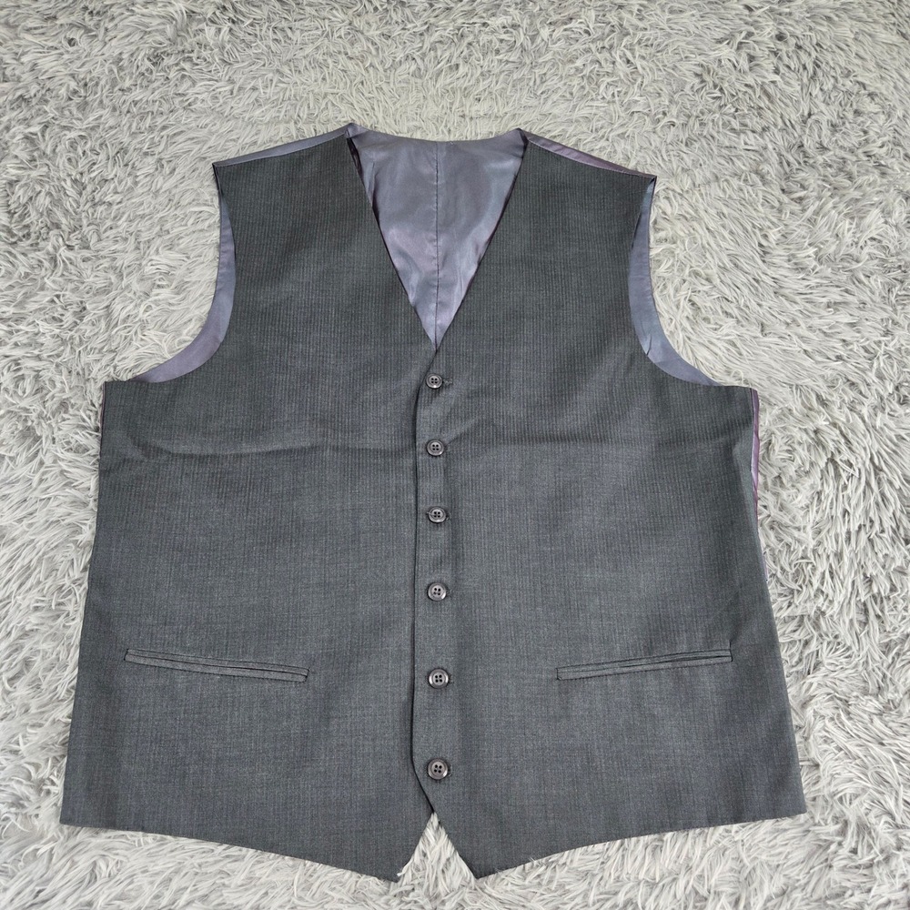 Unbranded Suit Vest Mens XL Charcoal Grey Excellent Pinstripe‎ Formal Business